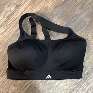 Adidas Women's Black Sports Bra with White Logo